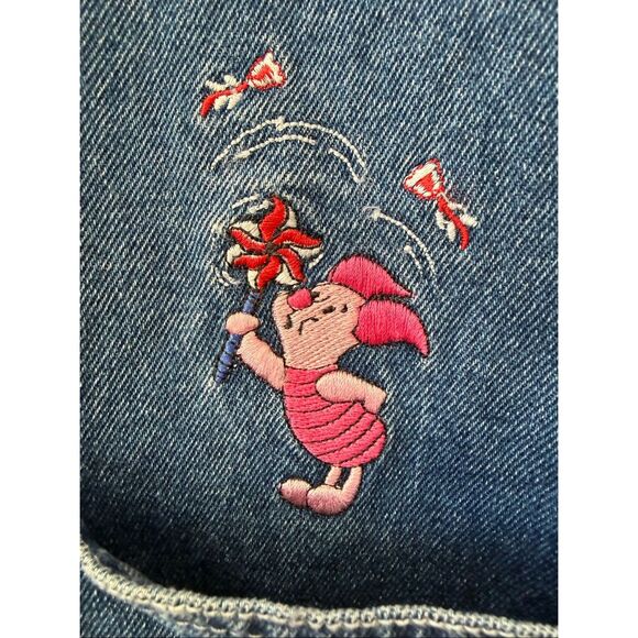 Vintage 90s Disney Winnie the Pooh Piglet Jerry Leigh Embroidered Denim Jumper X - Picture 6 of 9
